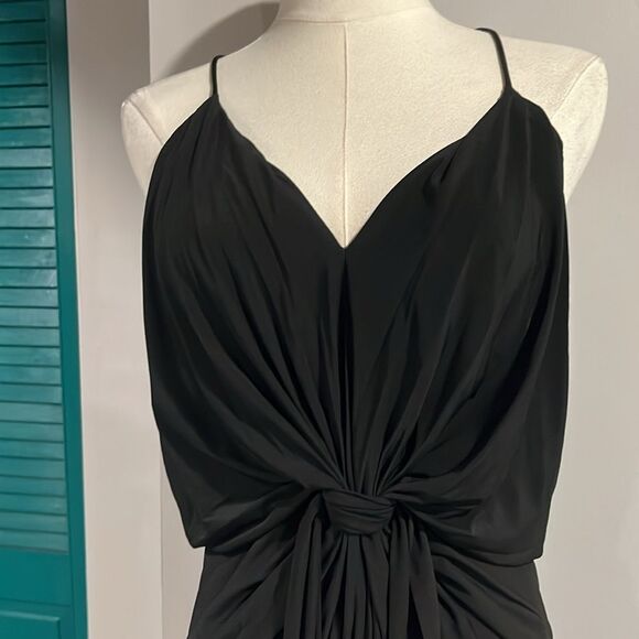 NWT MISA Los Angeles Womens Domino Maxi Spaghetti Strap Rouched Dress Black - M - Picture 6 of 10